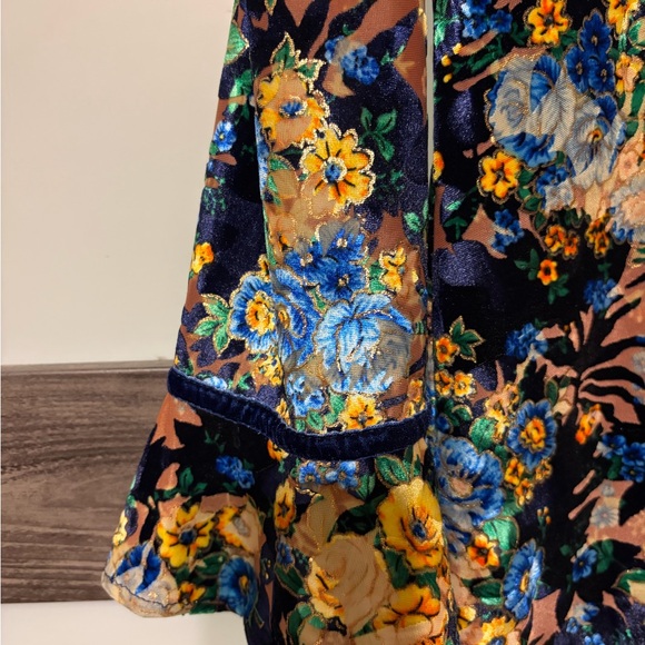 Dalia Macphee Burnout Velvet Floral Tie Neck Dress - Picture 8 of 11